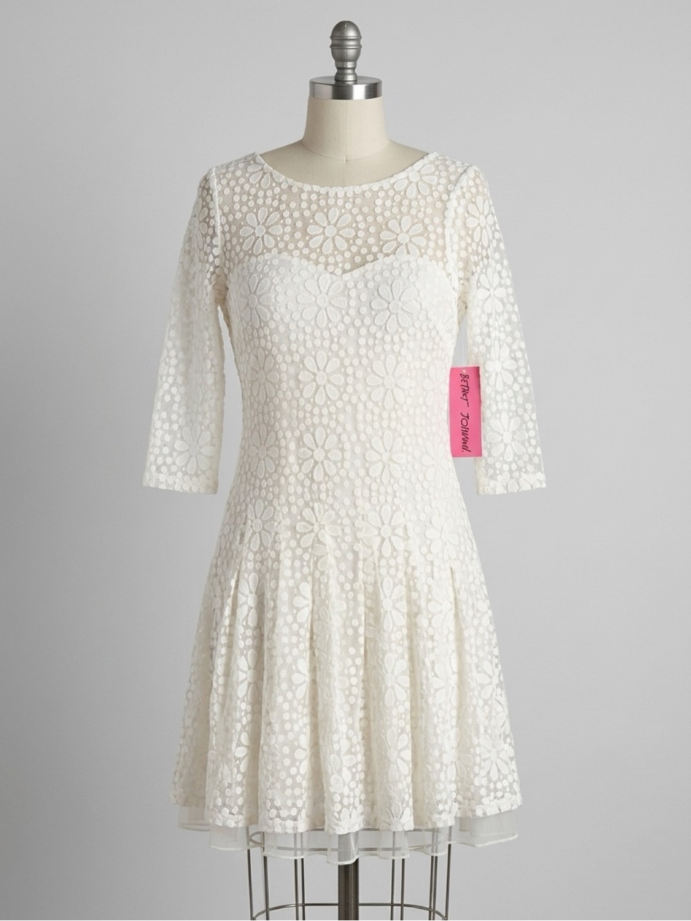 Betsey Johnson White Floral Midi Dress